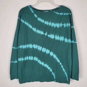 J. Jill Tie Dye Sweater Boat Neck Long Sleeve Cotton Viscose Nylon Size SP